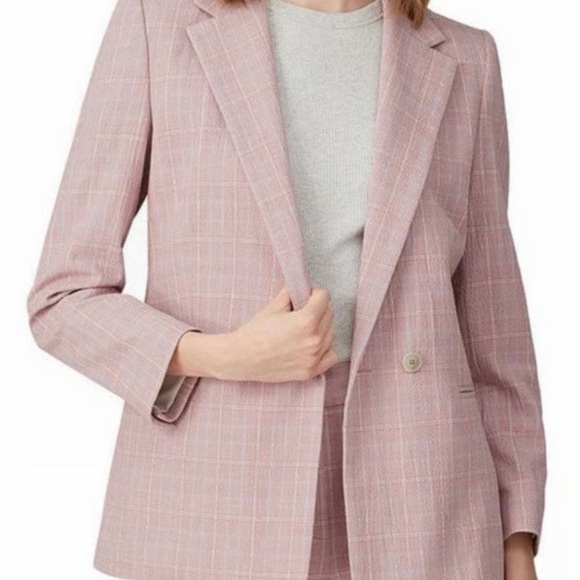 Rebecca Taylor Tailored Pink Plaid Double-Button Blazer - Picture 3 of 5